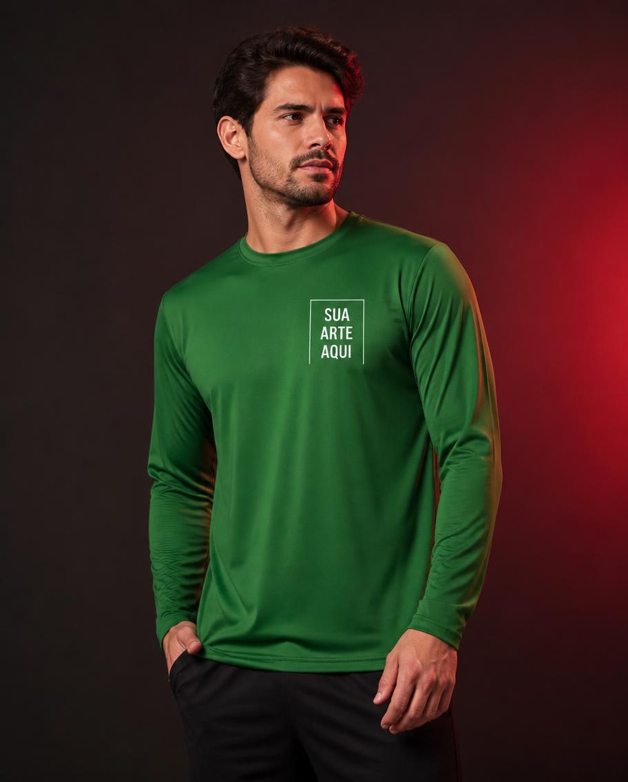 Camisa Manga Longa Poliéster - modelo masculino