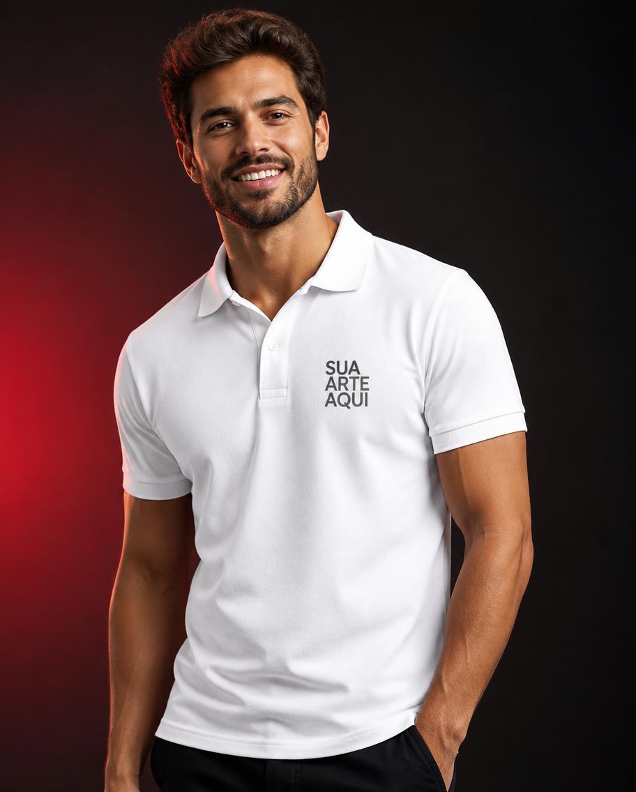Camisa Polo com Bordado - modelo masculino