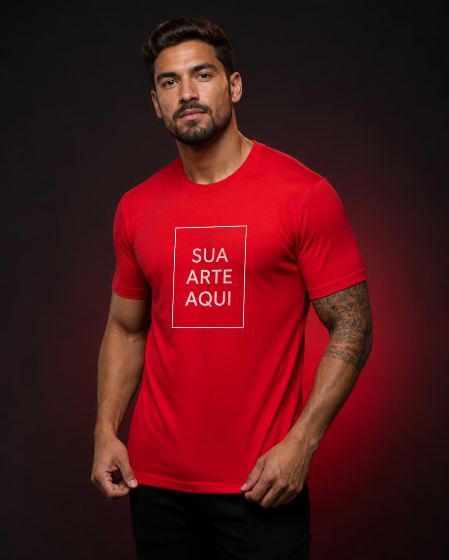 Camiseta de Poliéster Manga Curta - modelo masculino