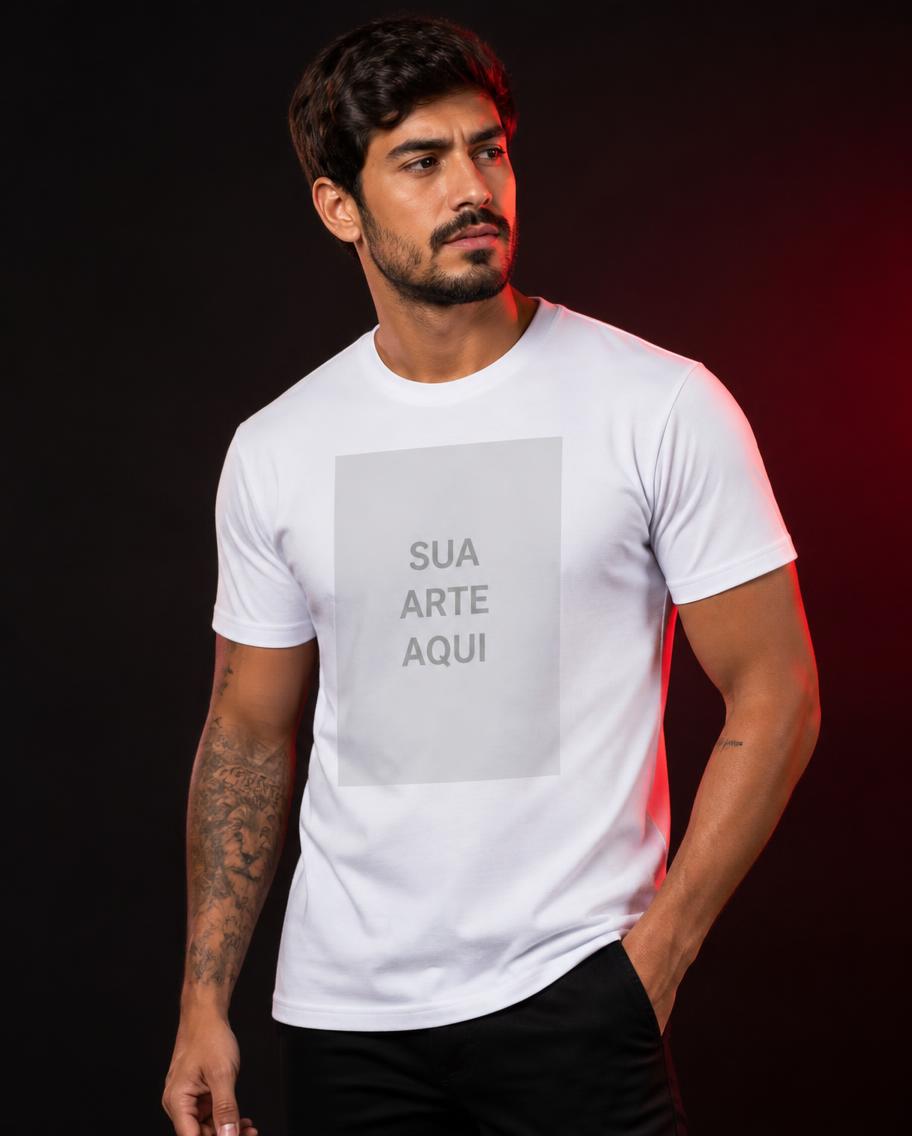 Camiseta de Algodão Manga Curta - modelo masculino