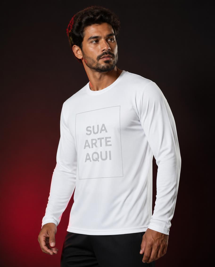 Camiseta de Algodão Manga Longa - modelo masculino